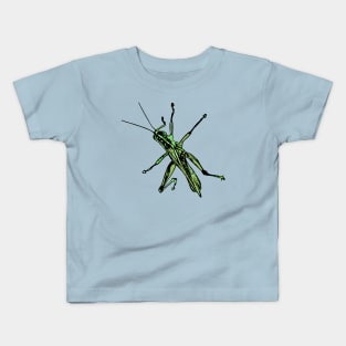 Green Grasshopper Climbing Kids T-Shirt